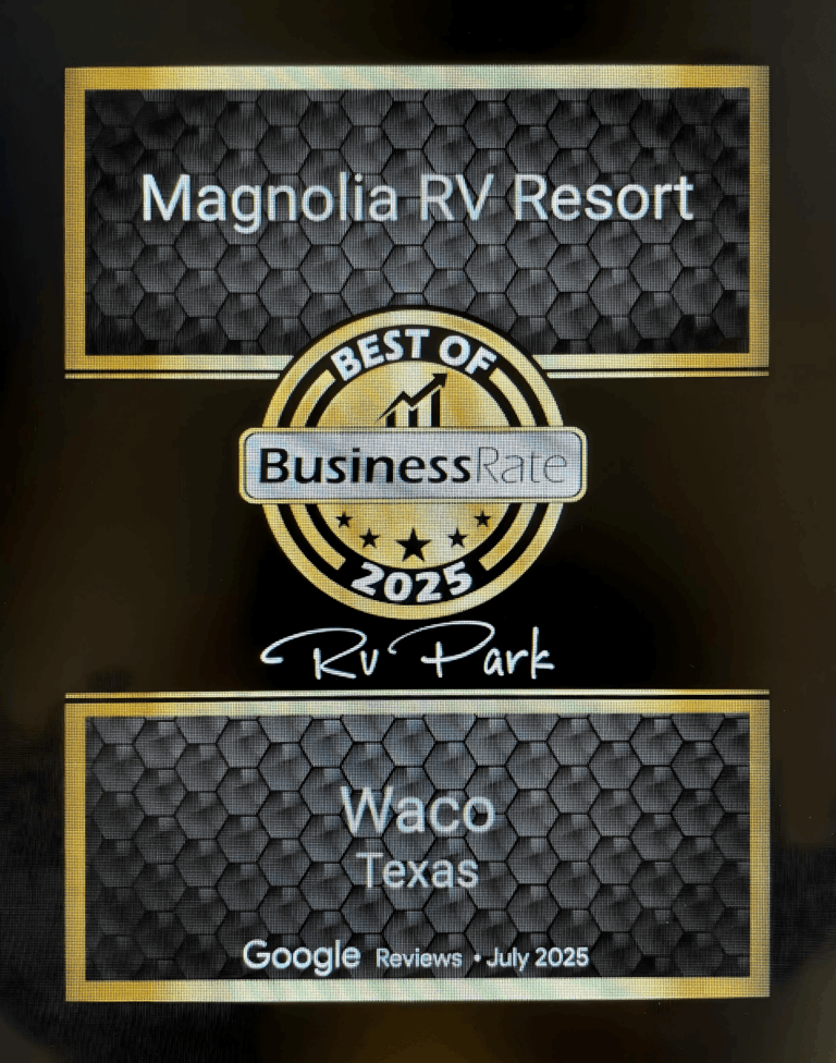 Best of BusinessRate 2023, Magnolia RV Resort, Waco Texas