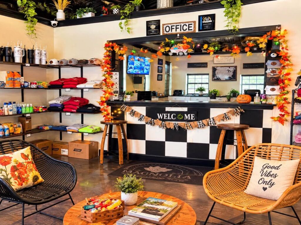 Clubhouse lounge at Magnolia RV Resort
