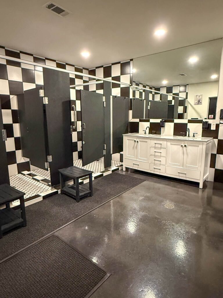 Restroom and shower building at Magnolia RV Resort