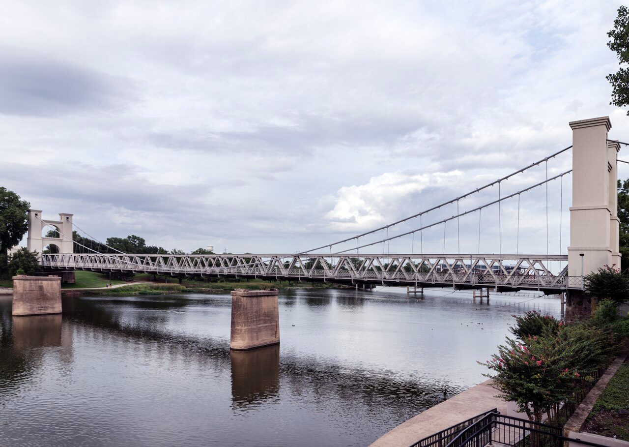 Historic Waco Suspension Bridge over the Brazos River